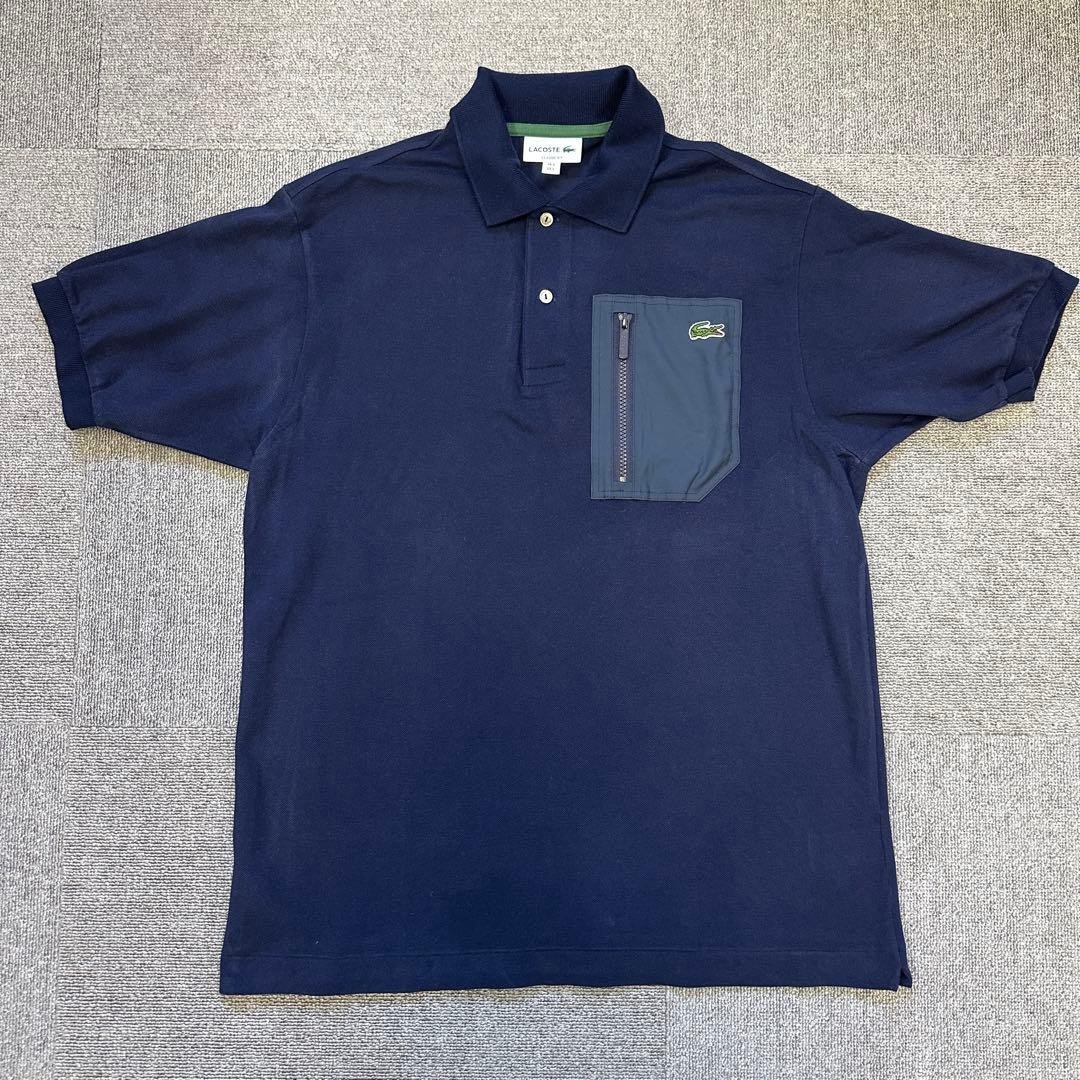 【超美品】ラコステ アウトドアジップポケット半袖ポロシャツ XL