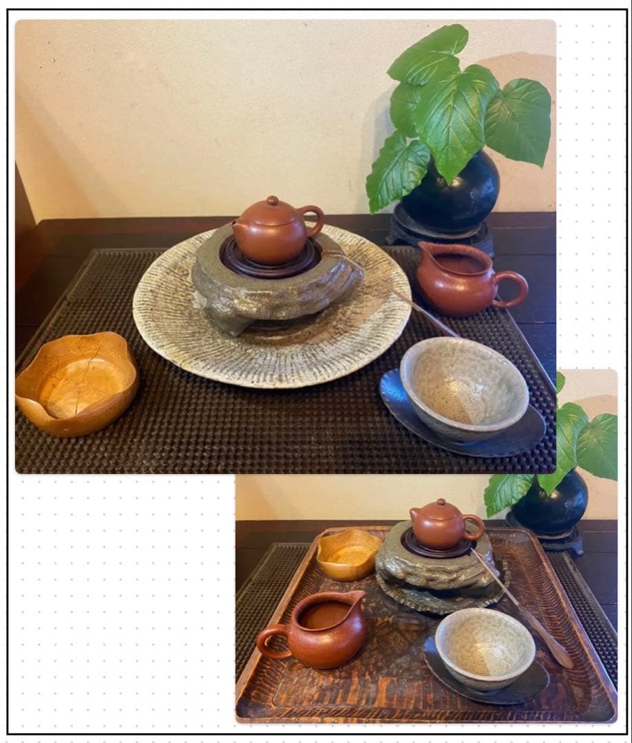 【希少・一点物ヴィンテージ】美品茶盤 ・台座・茶船・３点セット