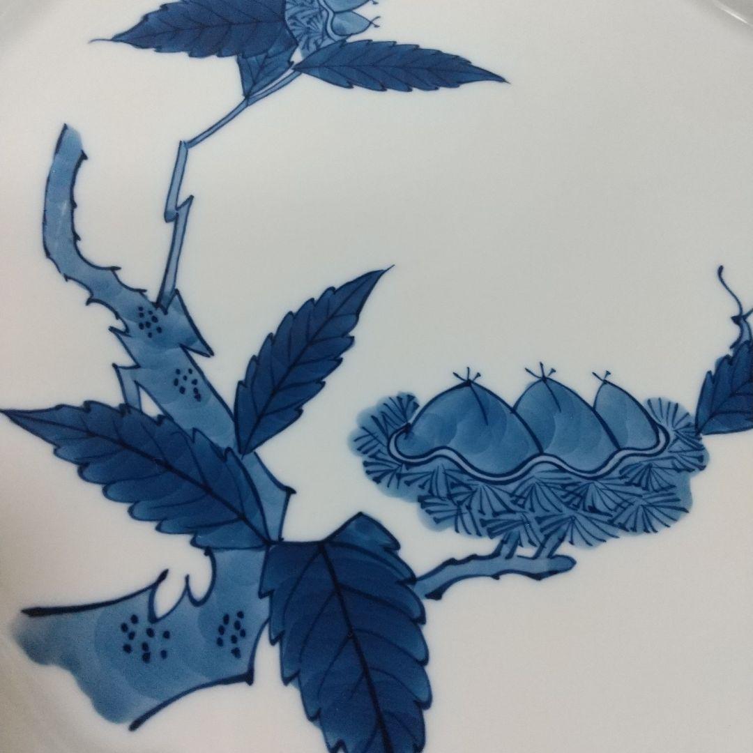 源右衛門⭐️染付栗絵 24cm ミート皿
