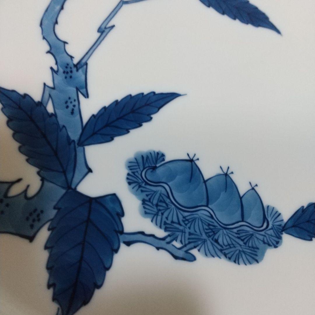 源右衛門⭐️染付栗絵 24cm ミート皿