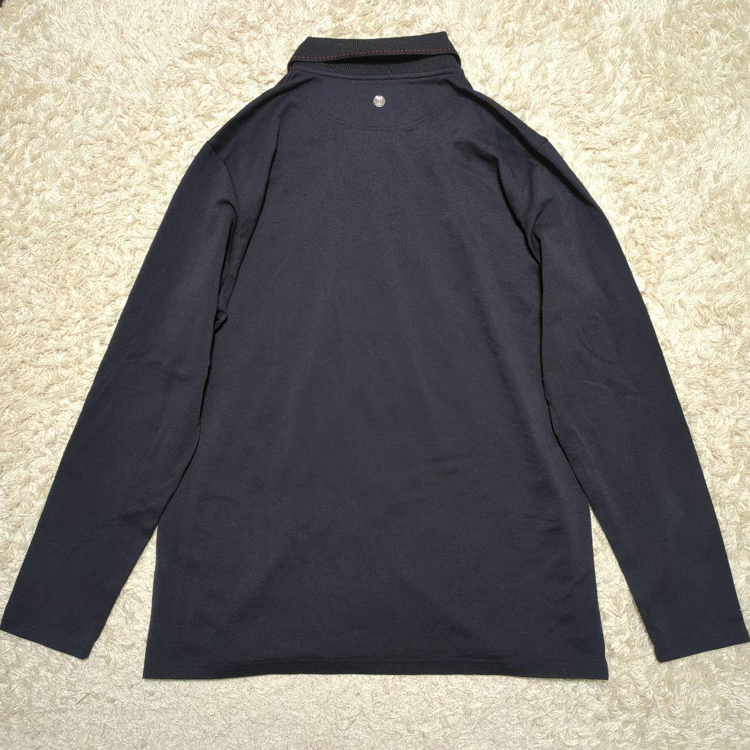 【美品】BRIEFING ポロシャツ 長袖 ゴルフ メンズ ネイビー XL