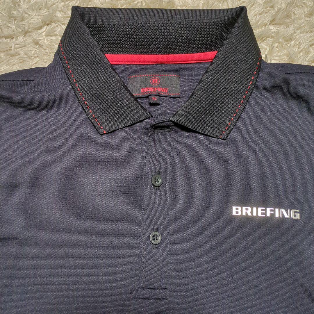 【美品】BRIEFING ポロシャツ 長袖 ゴルフ メンズ ネイビー XL