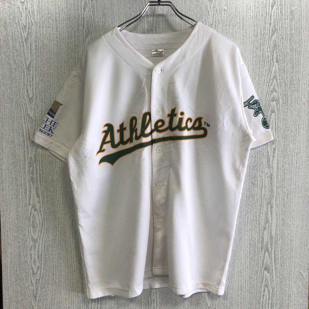 MLB☆メジャー　アスレチックス　プリントロゴ　半袖　シャツ　ユニフォーム　XL