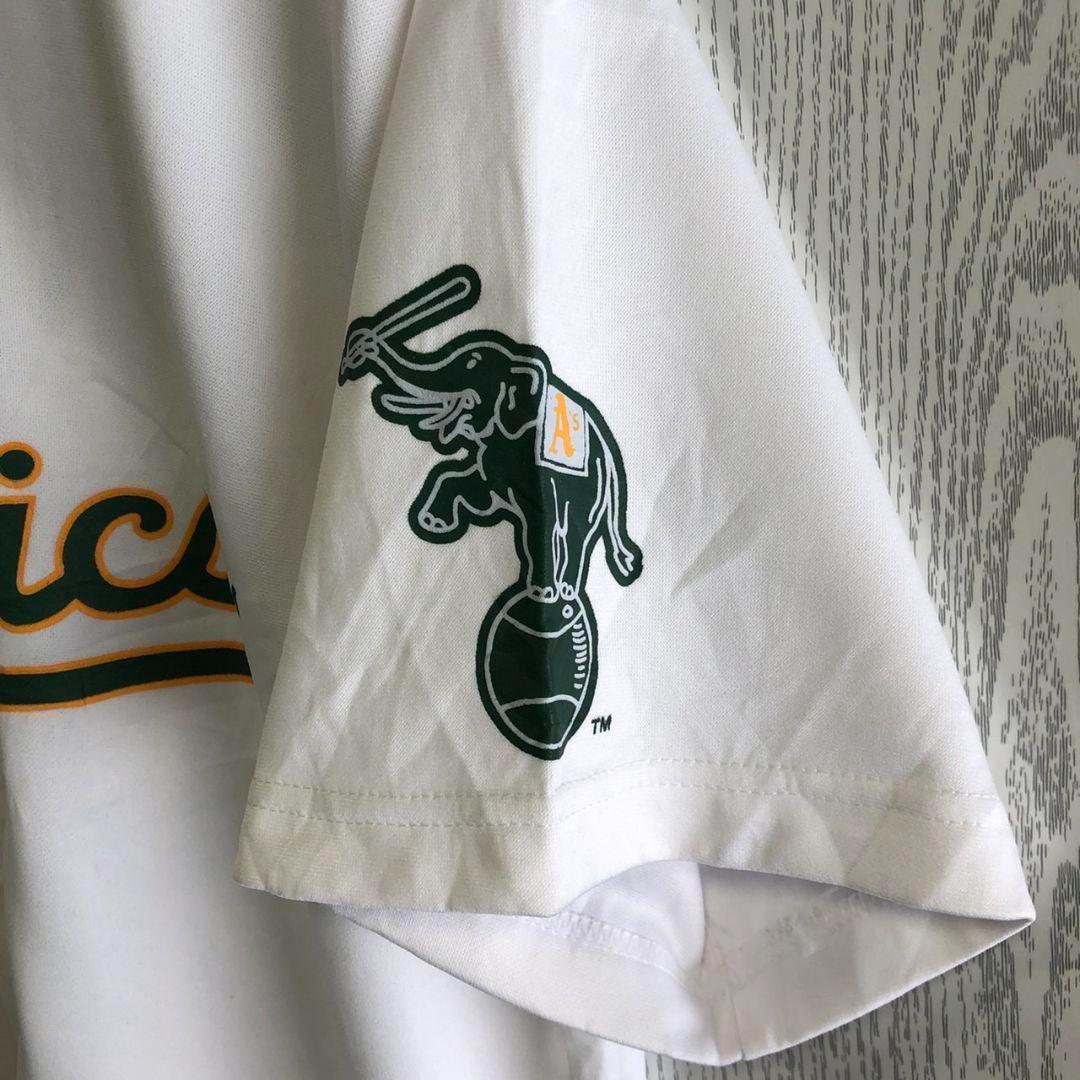 MLB☆メジャー　アスレチックス　プリントロゴ　半袖　シャツ　ユニフォーム　XL