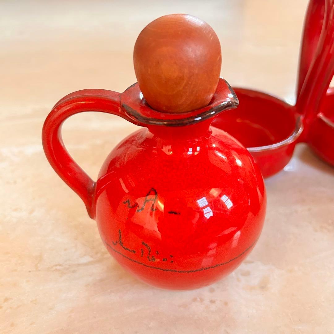 新品　Mamma Ro Italy Red 赤い陶器の調味料ボット 2個セット