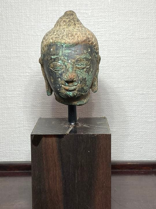 タイ　アユタヤ期　仏頭　仏像　青銅　残欠　東南アジア仏教美術