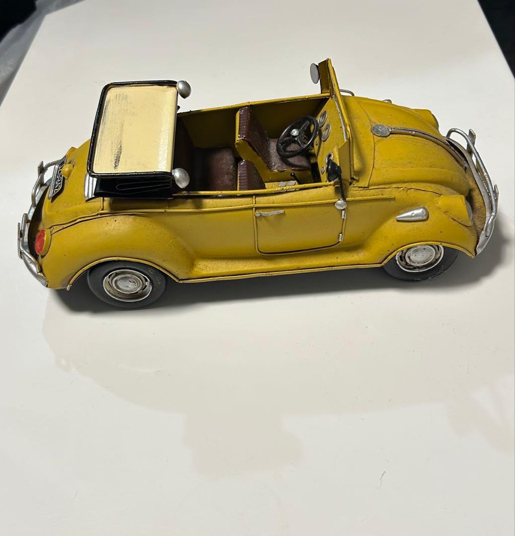 イエローオープンカー ミニカー インテリア　ブリキ