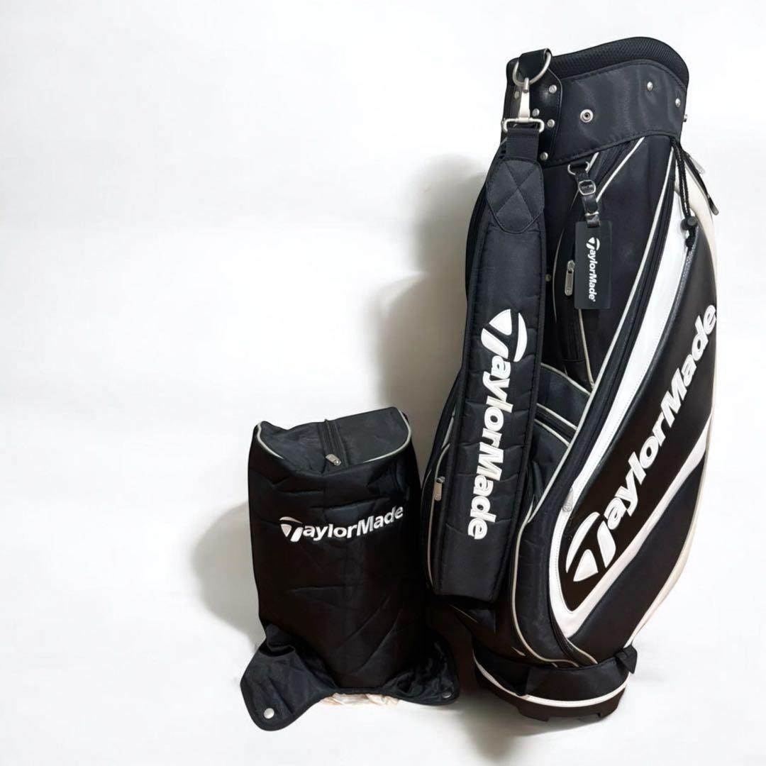 【人気モデル】TaylorMade キャディバッグ 黒白 フード付 良品 ゴルフ