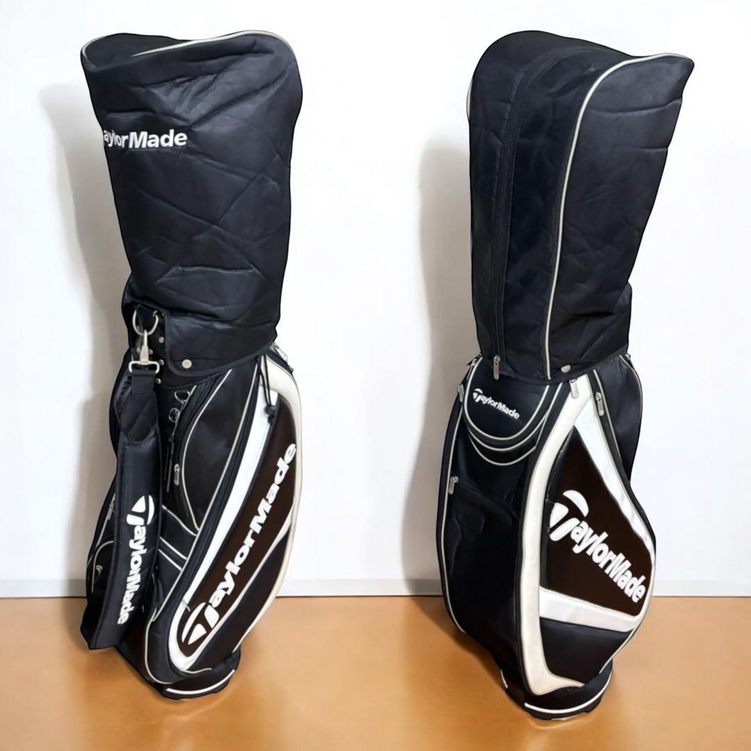 【人気モデル】TaylorMade キャディバッグ 黒白 フード付 良品 ゴルフ