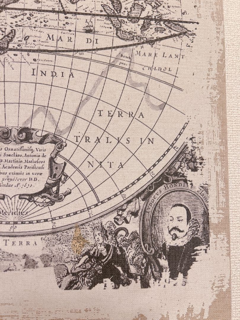 アンティーク古地図絵画ファブリックパネル 大判