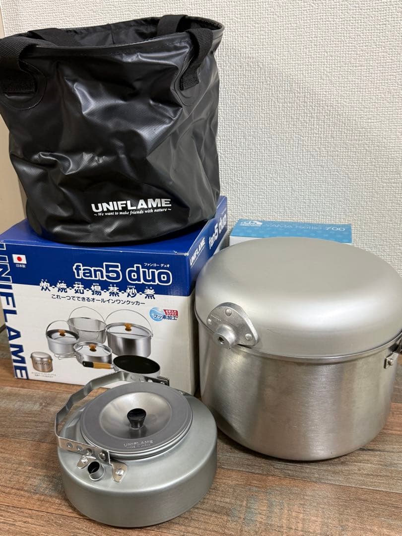 UNIFLAME fan5 duo 山ケトル700 fanバケツセット