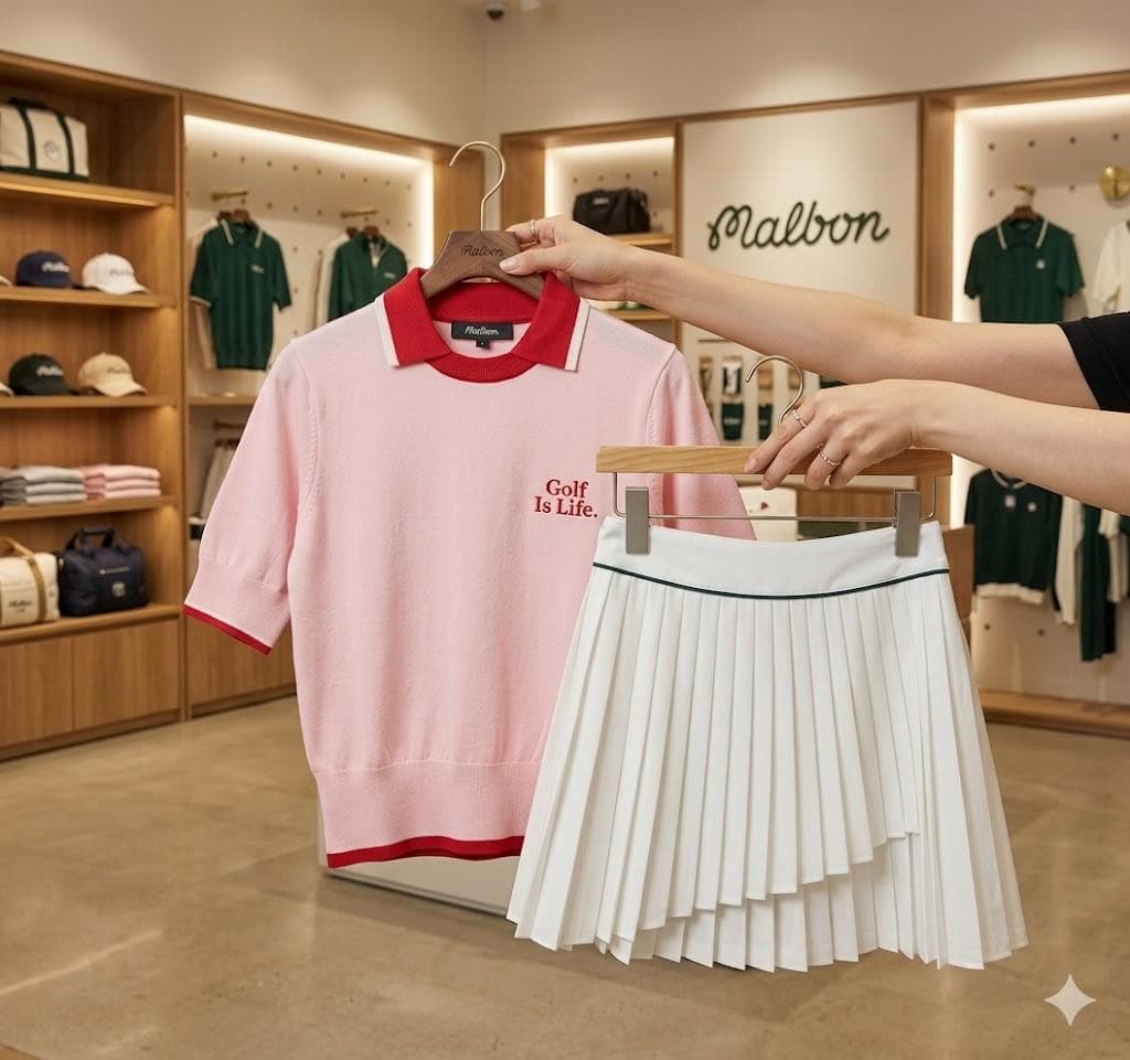 Malbon Golf レディースゴルフセットアップ 半袖 夏用通気性 速乾仕様