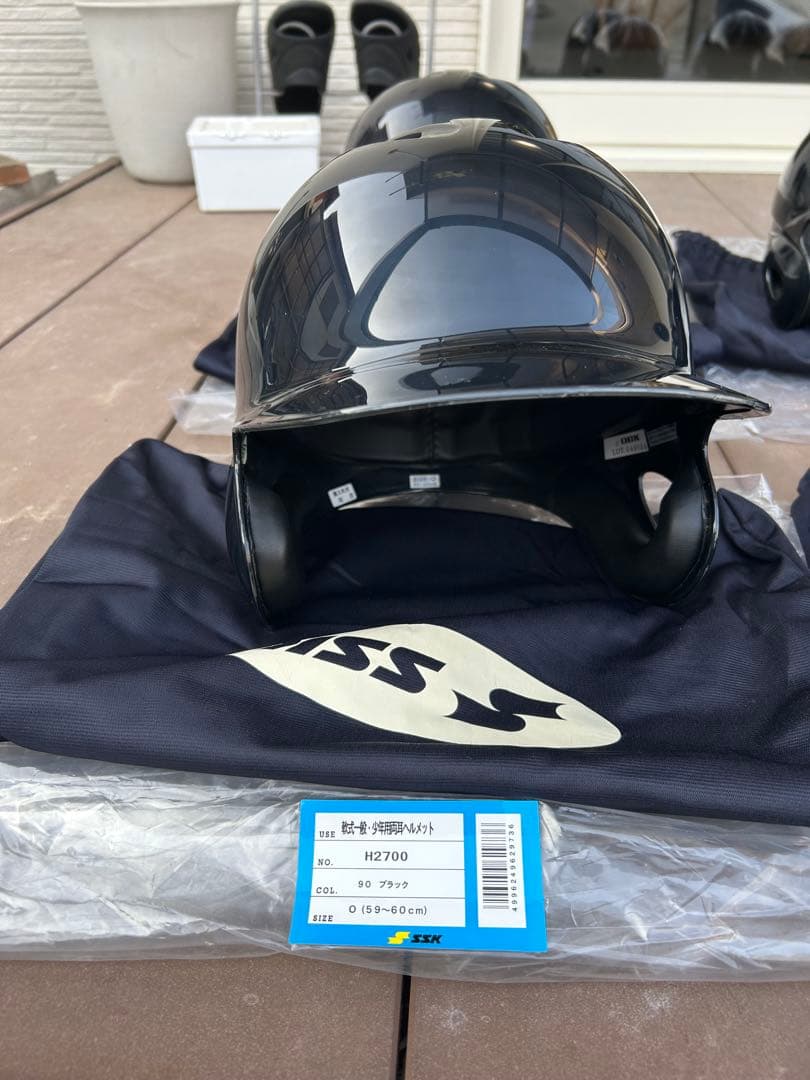 SSK 軟式用　野球ヘルメット 両耳6個セット　ブラック