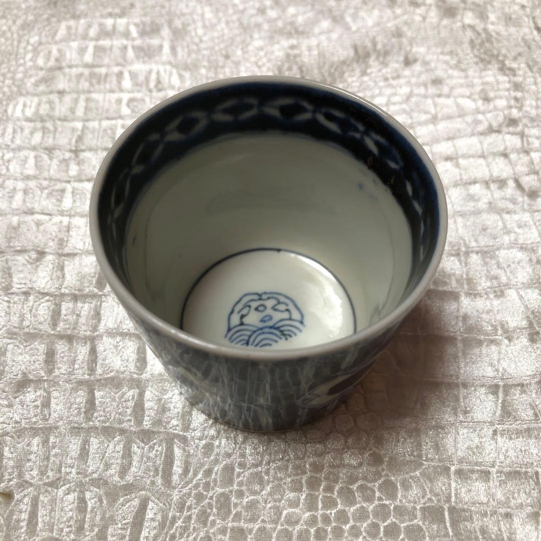 古伊万里 染付鼓文縦模様蕎麦猪口　 　江戸後期