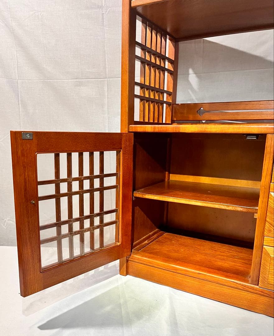 ③オールドカリモク　茶箪笥　飾り棚　和風家具レトロ
