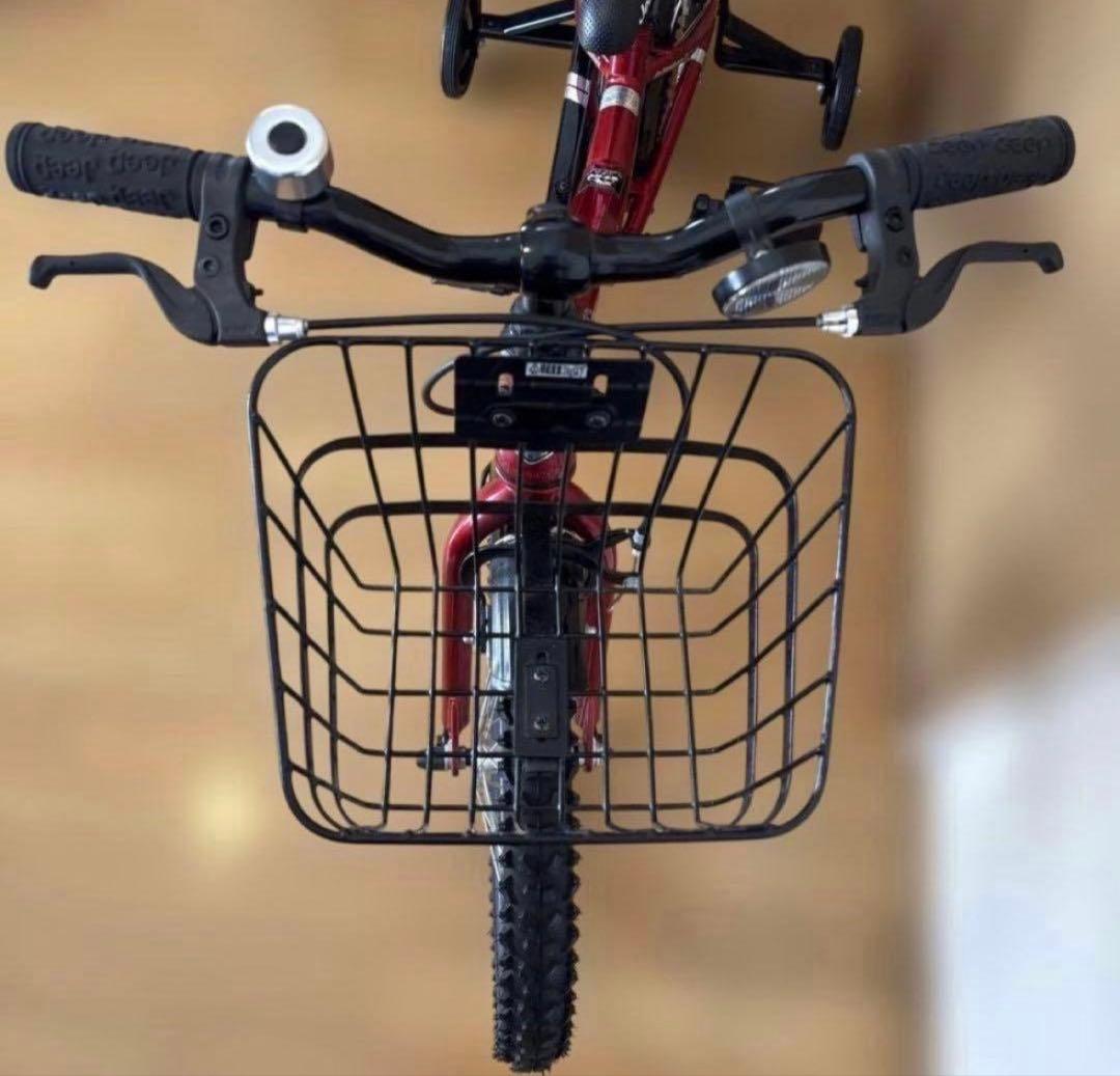 【極美品】Jeep 子供用自転車 16インチ 赤 前カゴ&補助輪付き