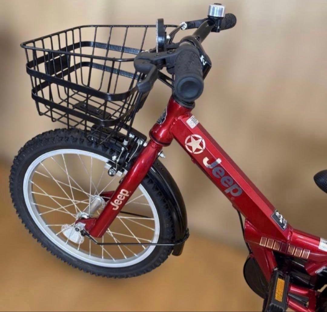 【極美品】Jeep 子供用自転車 16インチ 赤 前カゴ&補助輪付き