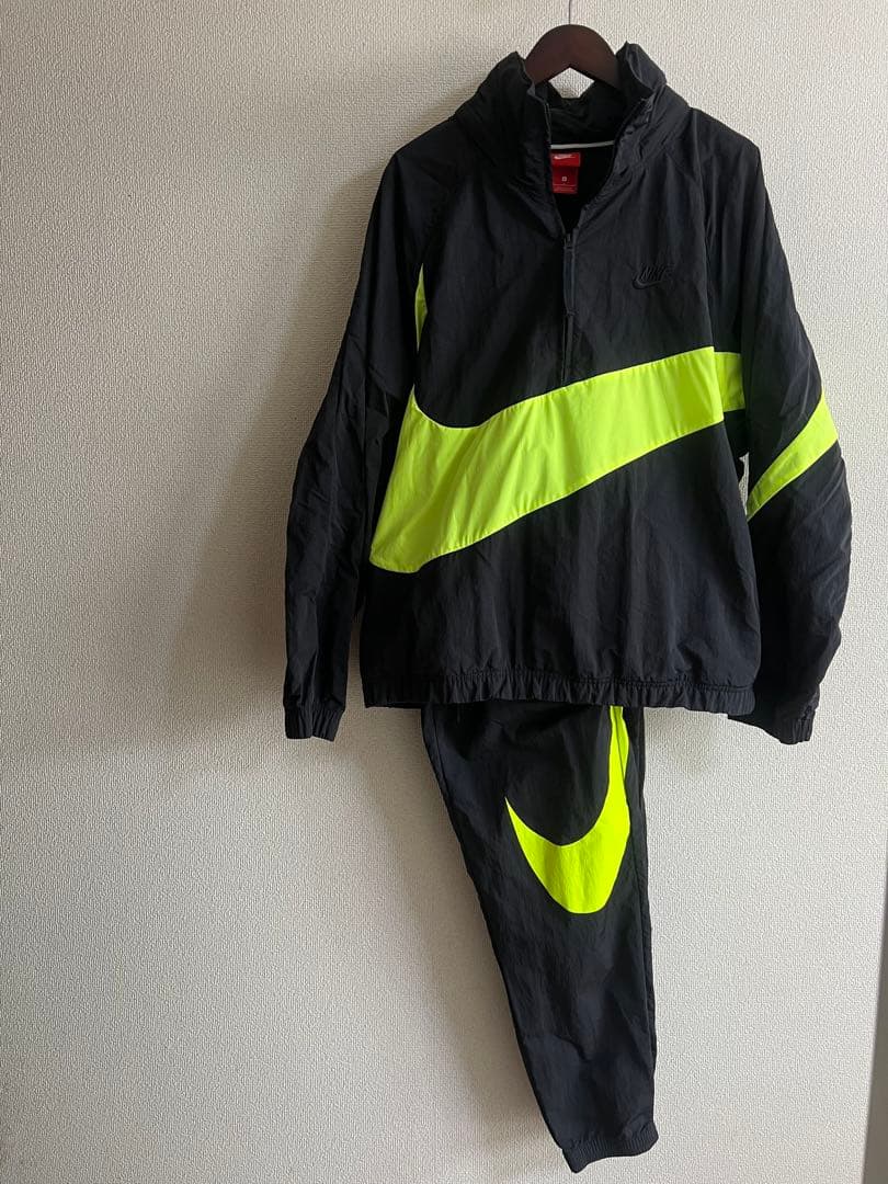 NIKE ビッグスウッシュ ナイロン セットアップ L/XL ブラック