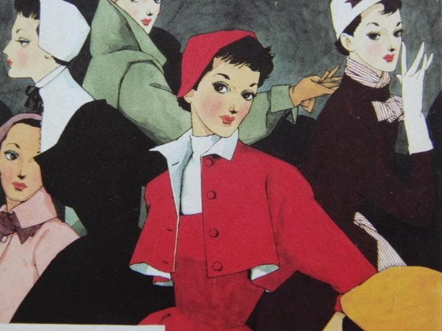 昭和レトロ、中原淳一、【コートと帽子】、美少女、年代物・希少画集画