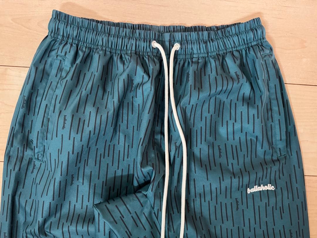 ballaholic ダークグリーン ストライプパンツ