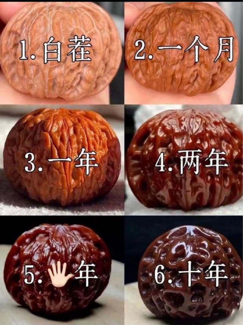 ☆天然☆ 伝統的な文玩核桃（ぶんがんくるみ）の逸品、四棱の手球ペア 36mm