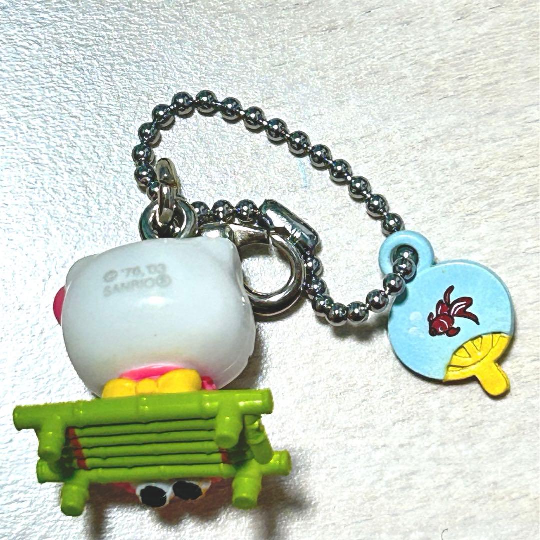 【美品】 激レア！ ハローキティ 浴衣キティ 花火 うちわ付き 根付け 平成