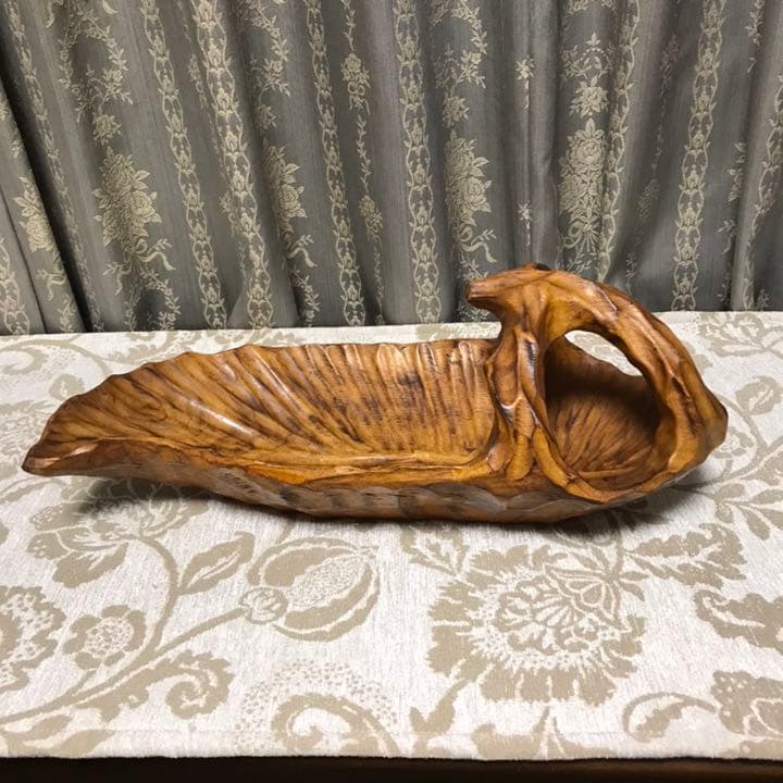 木彫り　小物入れ　かご