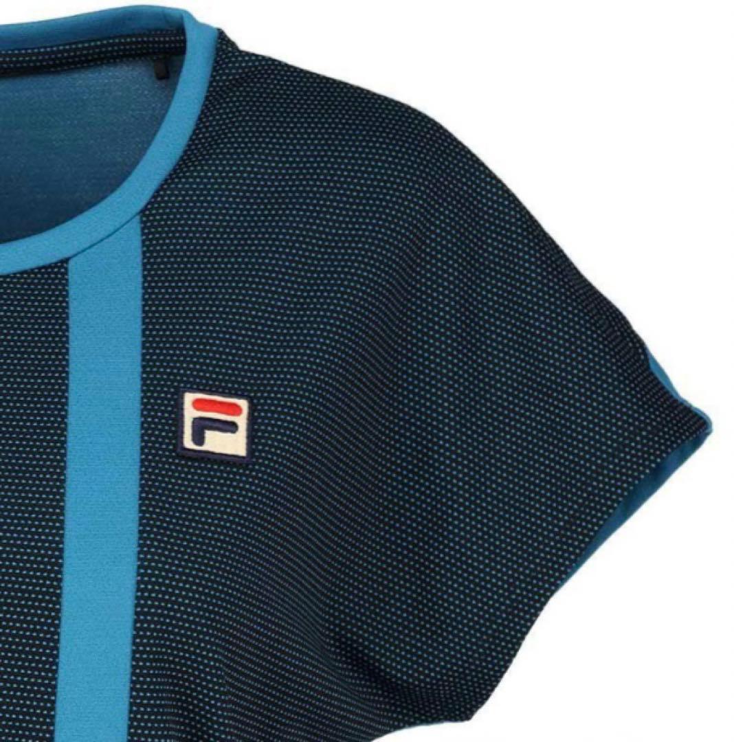 No.701 FILA 縦ラインが素敵なゲームシャツ☆XL☆ブラック☆