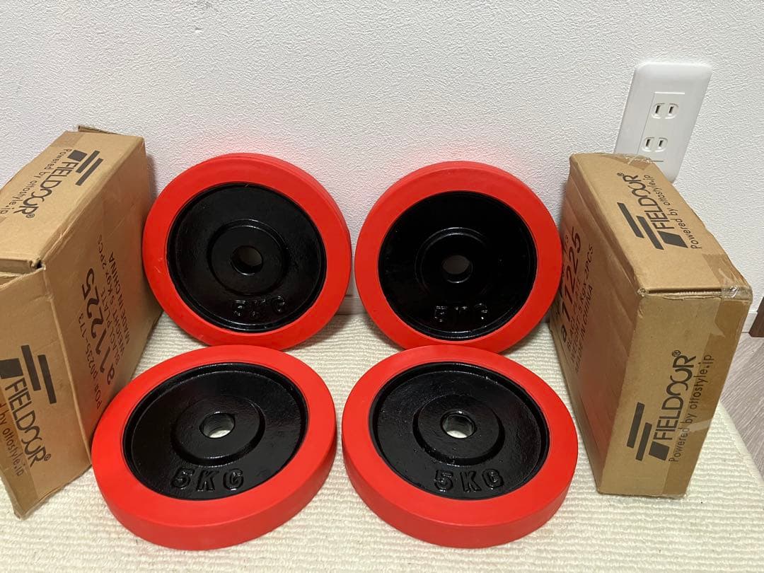 未使用品！FIELDOOR 20kg ラバーリング ダンベルプレート バーベル