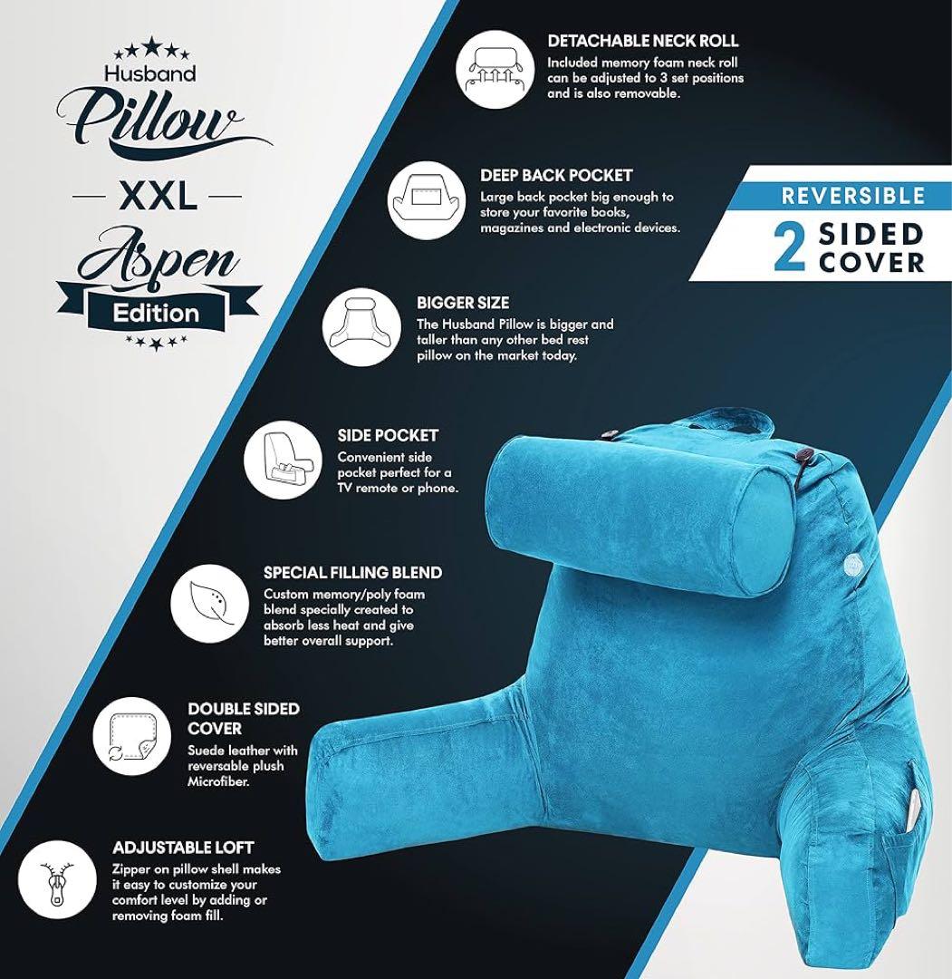 Husband Pillow XXL プレミアム低反発 クッション ブルー