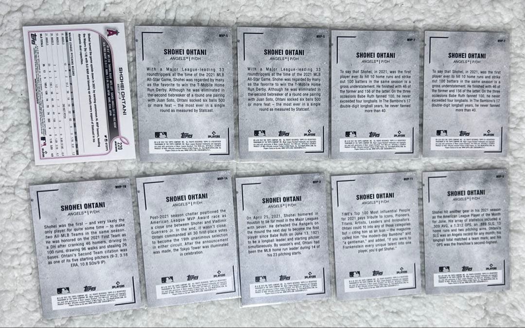 大谷翔平 topps 2021 MVP記念カード 12枚セット