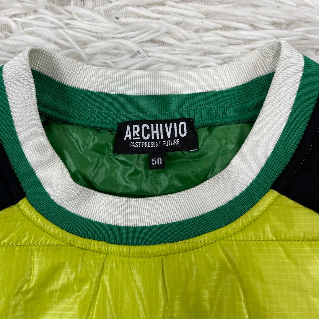 美品　ARCHIVIO 中綿切替プルオーバー　XL 蛍光色　袖ロゴ