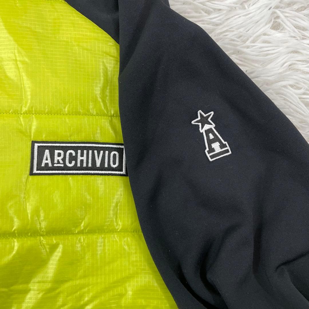 美品　ARCHIVIO 中綿切替プルオーバー　XL 蛍光色　袖ロゴ