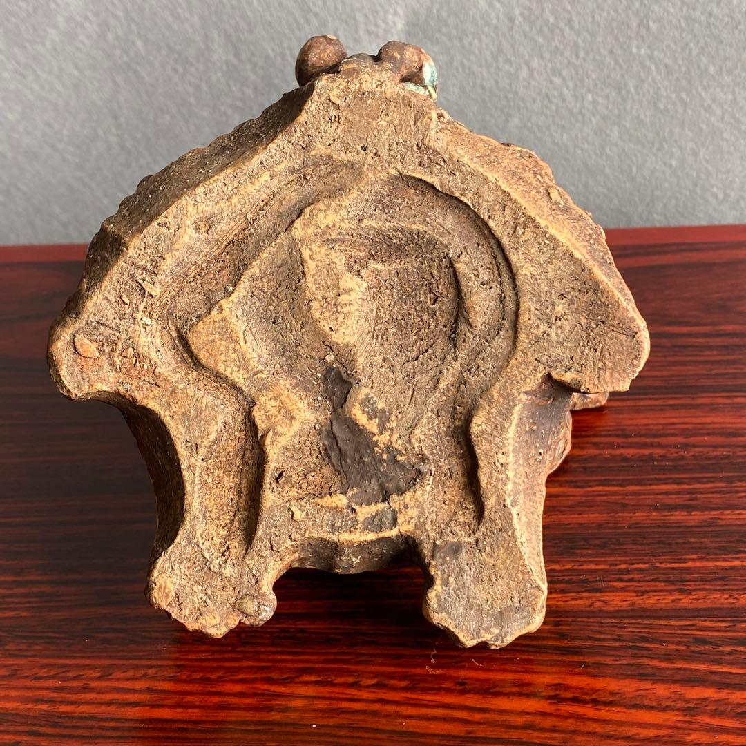 伊賀焼　獅子頭香爐　江戸時代後期　香炉　置物　床飾り