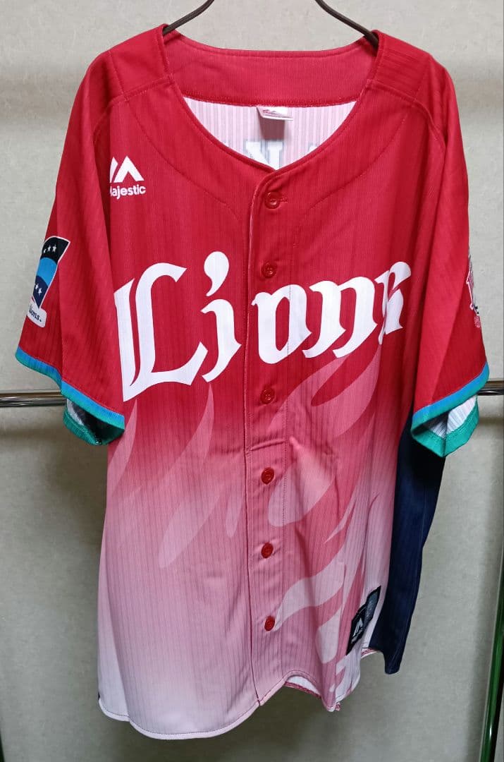【極美品】マジェスティック製／西武ライオンズ 牧田和久 炎獅子ユニフォーム／L