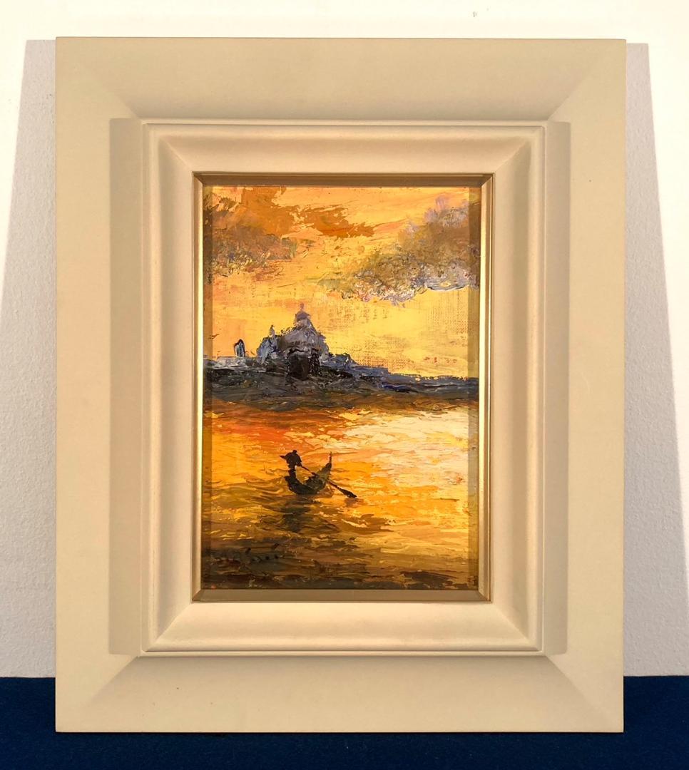 安井曾太郎／文化勲章受章「夕日に海」油彩 額装 絵画