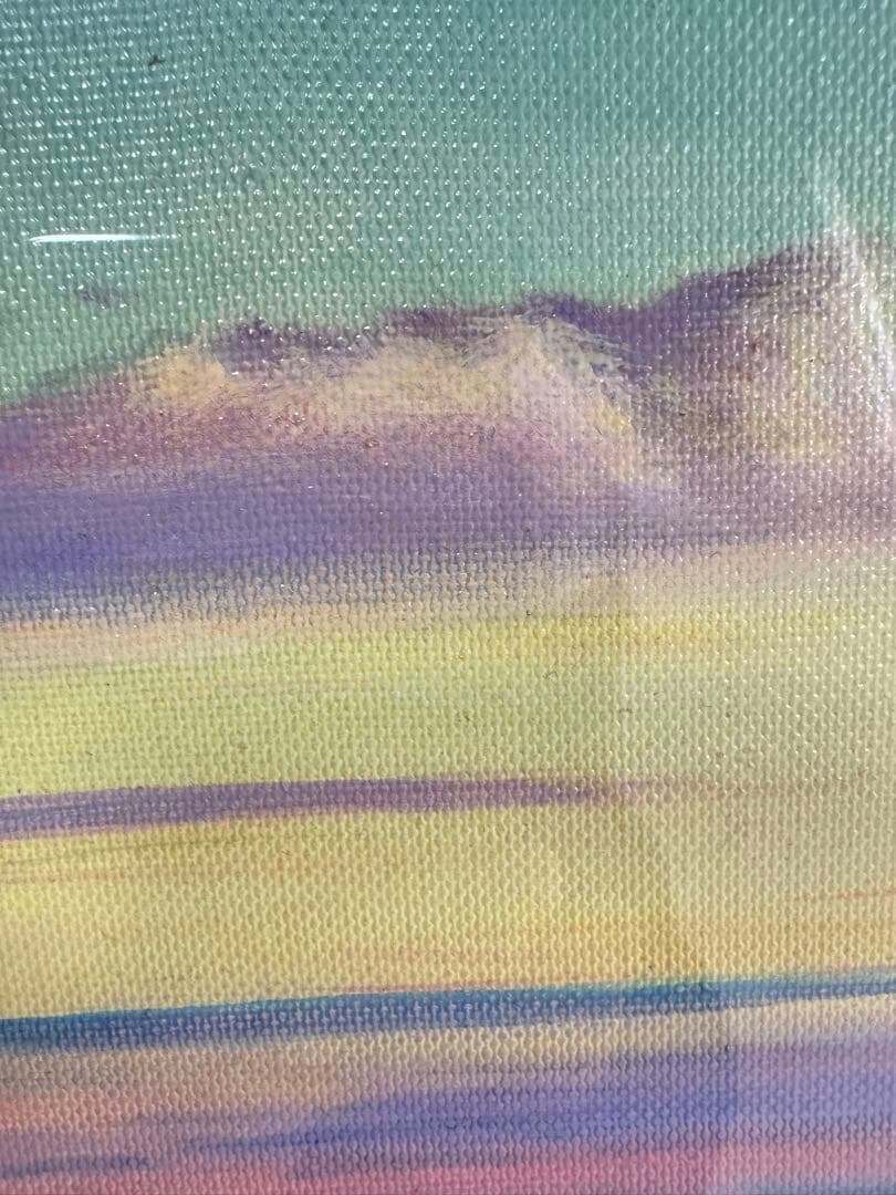 Y415 額装絵画 油彩画 風景画 朝焼け 夕焼け 薬師寺 サインあり