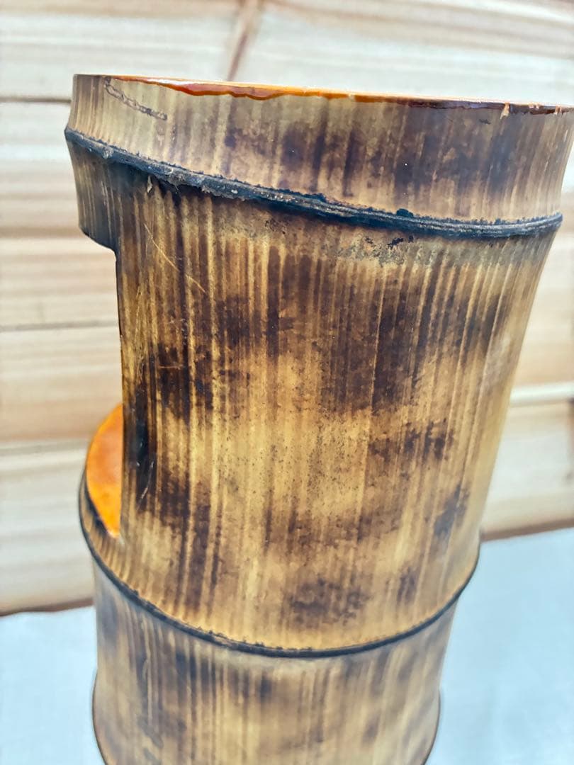 天然竹 花器 大型32cm 和モダン 竹花瓶 飾