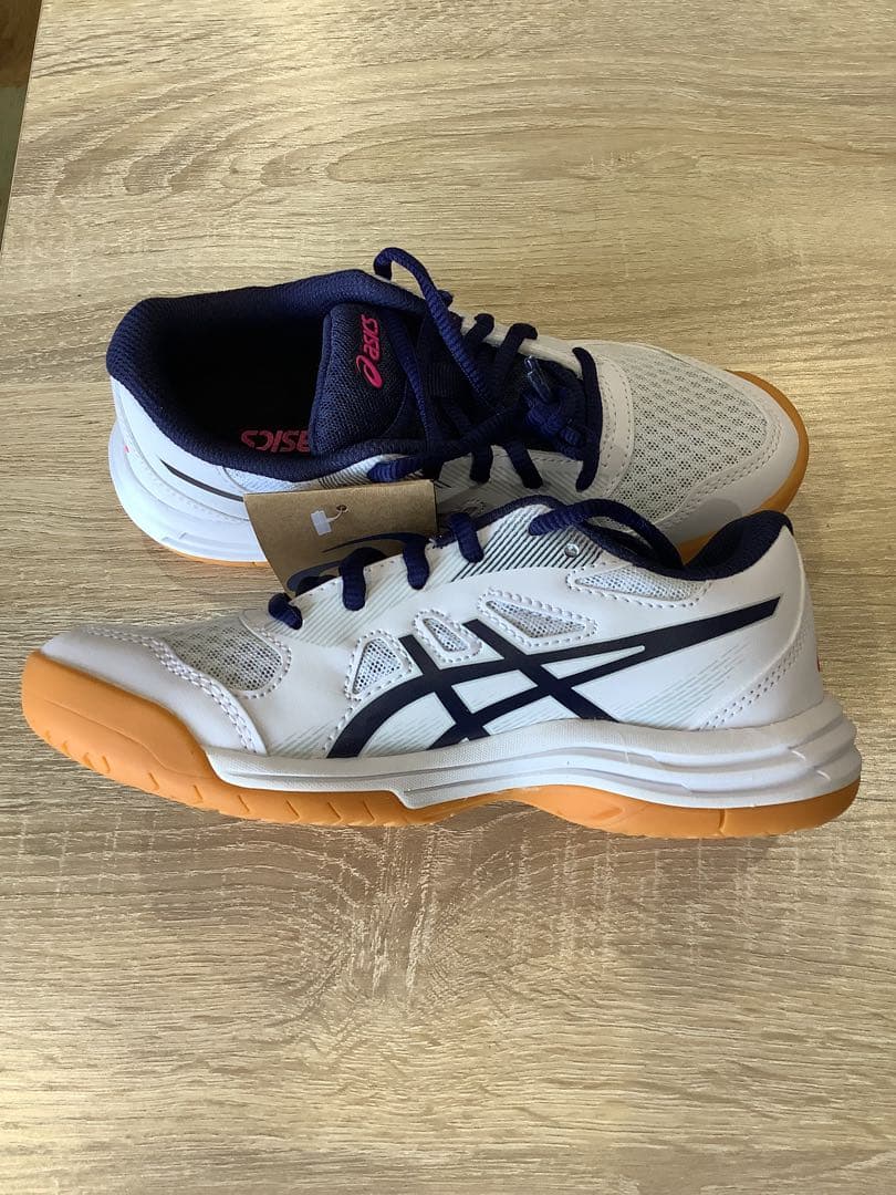アシックス asics バレーボールシューズ jr 21.5㎝ 紺ピンク 箱無し