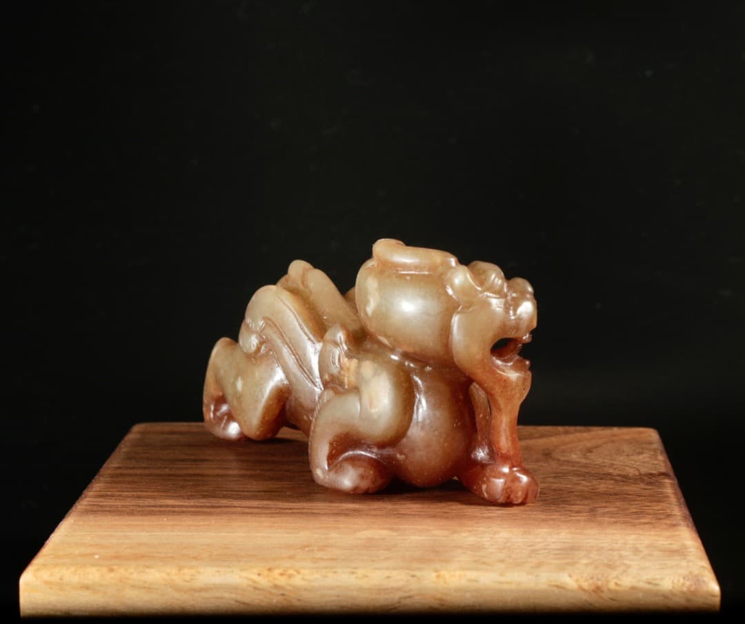 中古 和田玉 辟邪彫刻 瑞獣手把件 中国古玩 玉器細工 飾り玉 CL0099