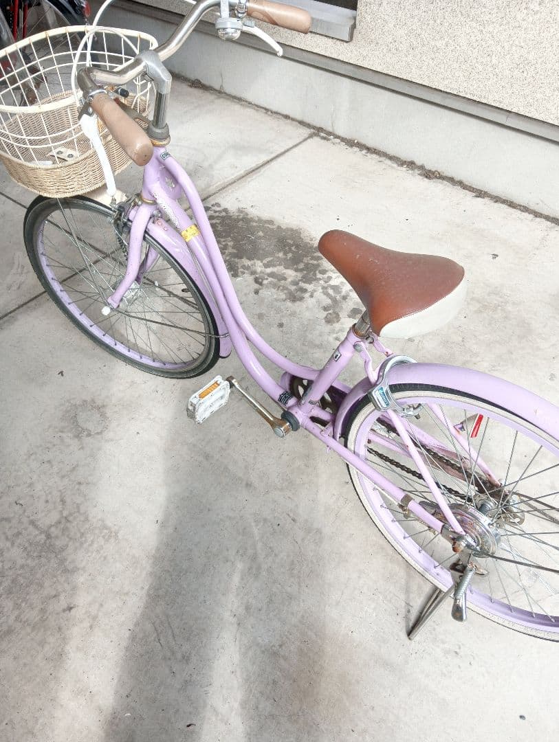 【引取希望】東京北区 22インチ 子供用自転車 パープル 前カゴ付き