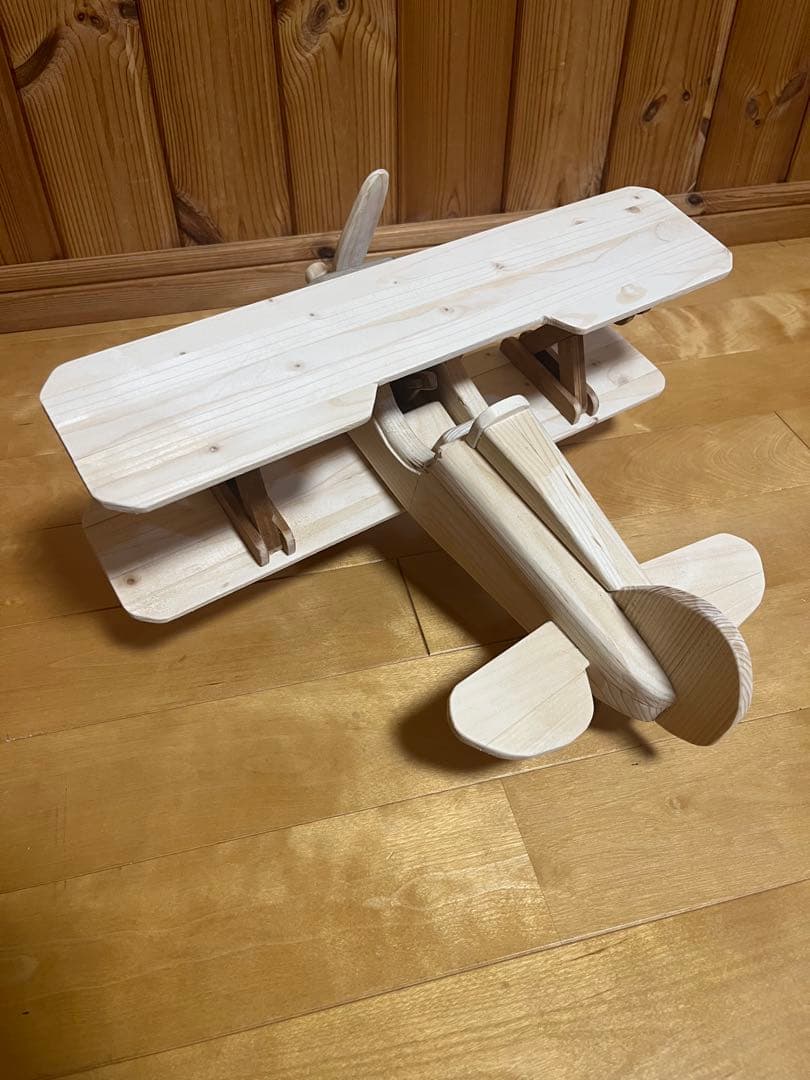 木製飛行機 二重翼デザイン　ハンドメイド