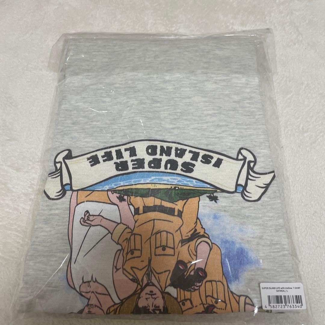 with mellow 加藤純一ハイパー無人島Tシャツ Lサイズ ベージュ