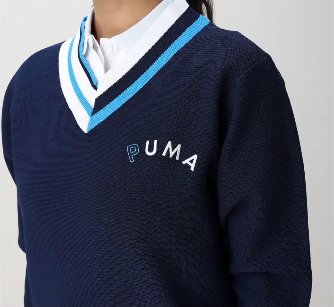 PUMA レディース Vネックセーター ネイビー