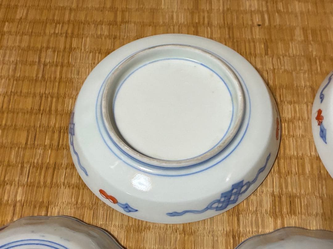 古伊万里 伊万里 色絵 金彩 膾皿 丸皿 五枚 まとめて 時代物