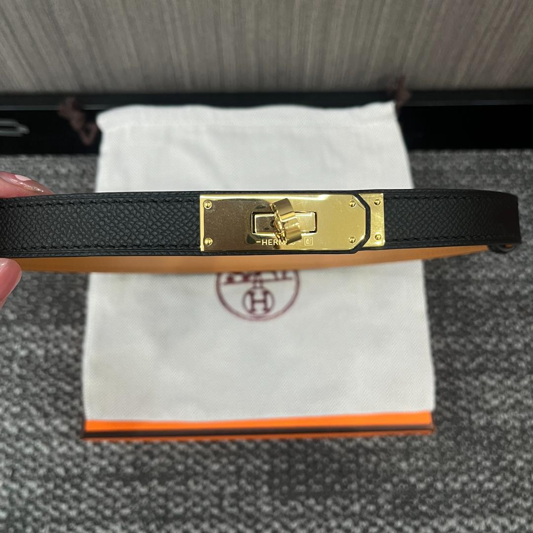 エルメス レディース ベルト 黒 　ゴールド金具