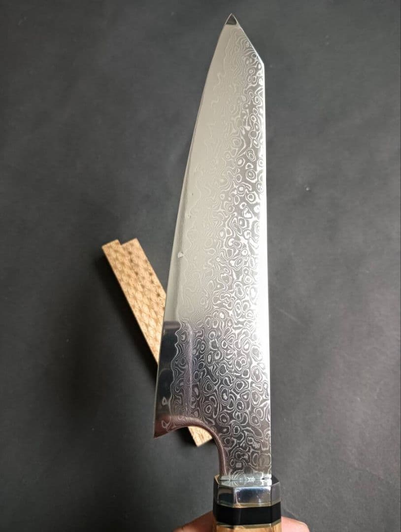 67層鏡面ダマスカス刀型切付ペティナイフ 170mm　モダンビジュアルブルー柄