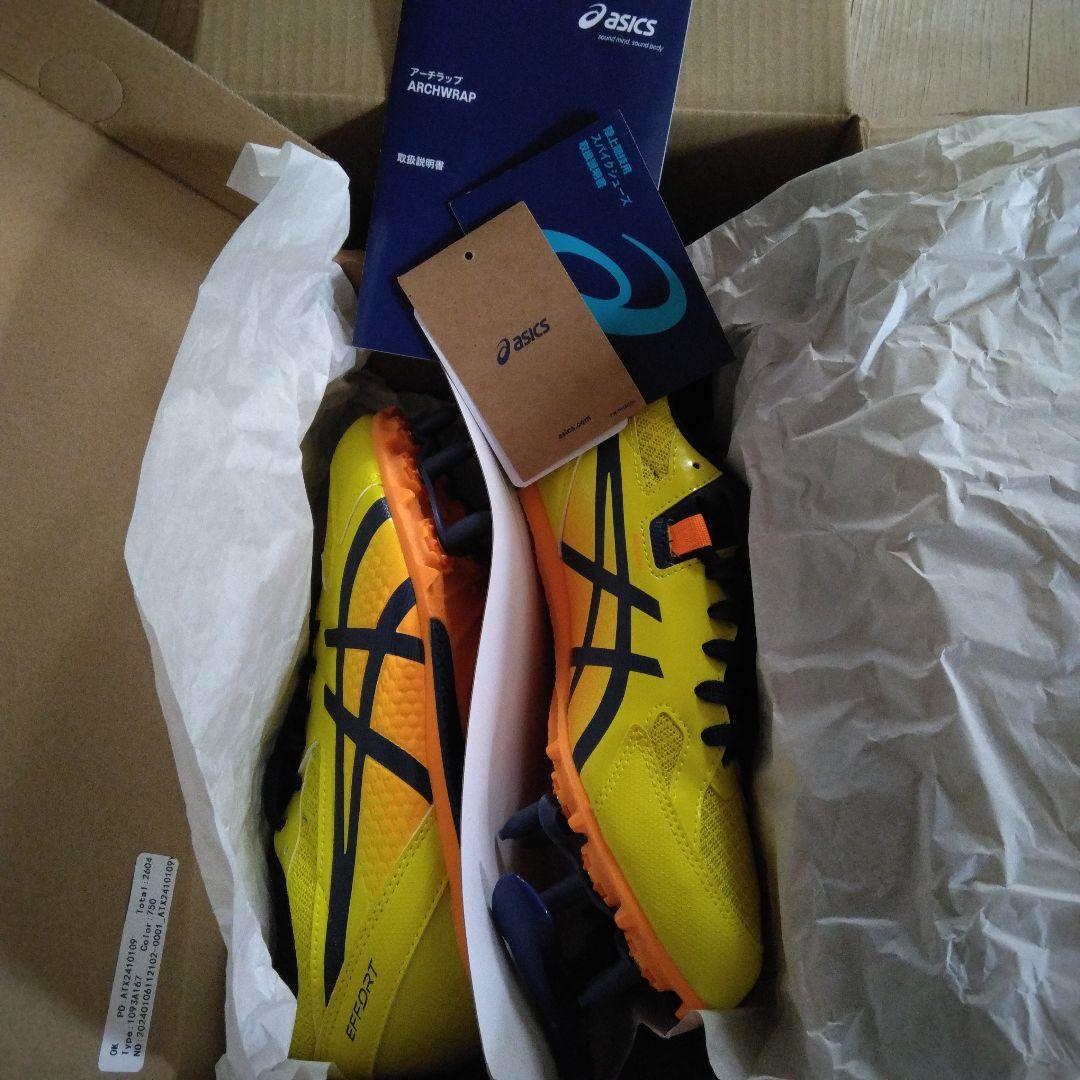 新品 ASICS EFFORT13 陸上 スパイクシューズ イエロー 25