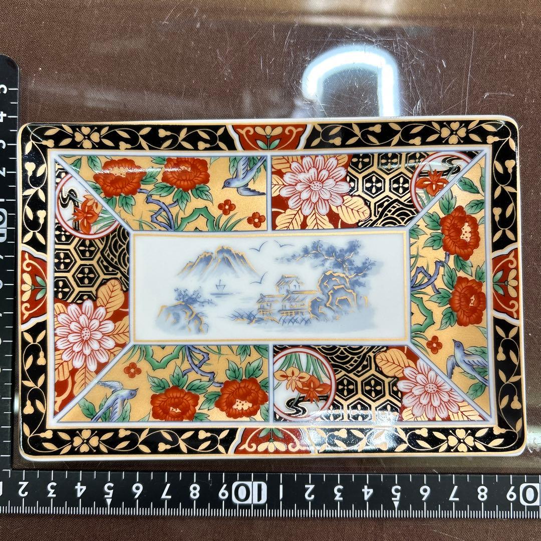 有田焼　昇龍窯　金彩伊万里花鳥　長角皿揃