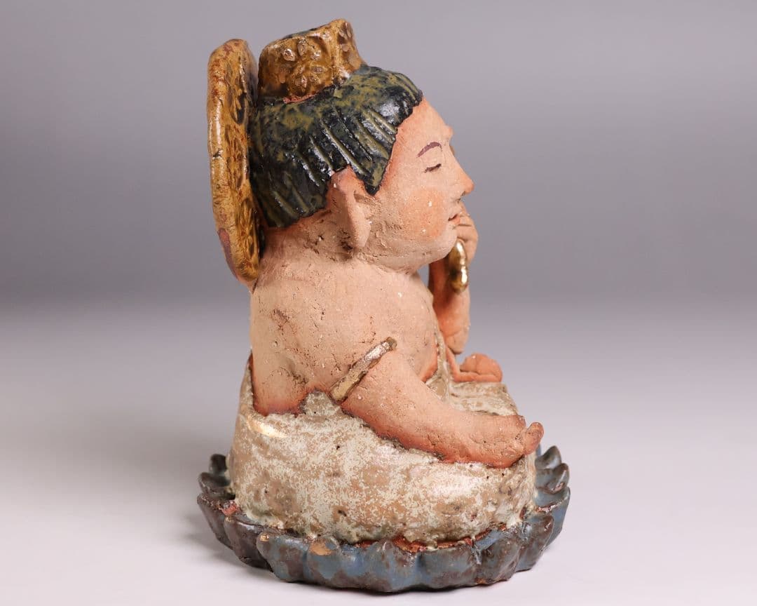 【MB323】陶人形 造形作家 ささきようこ作 供養尊 置物 共箱 土人形 仏像